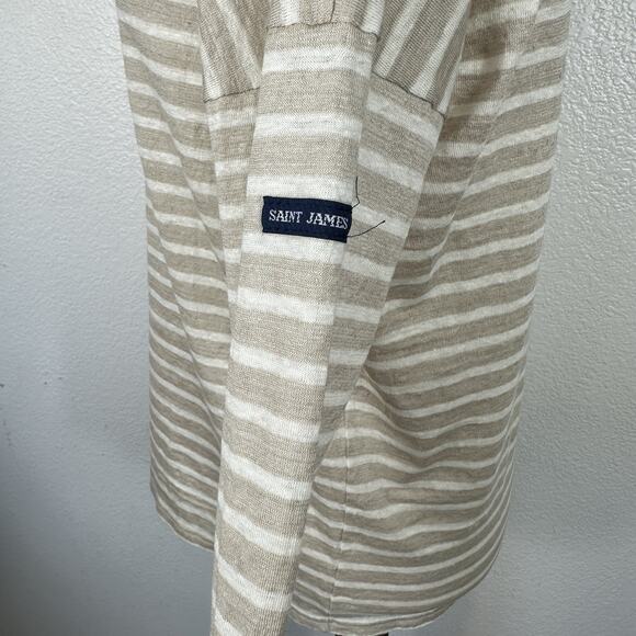 Jenni Kayne Saint James Top Women Small Oatmeal Striped Linen Rue Tee Preppy - Picture 9 of 16